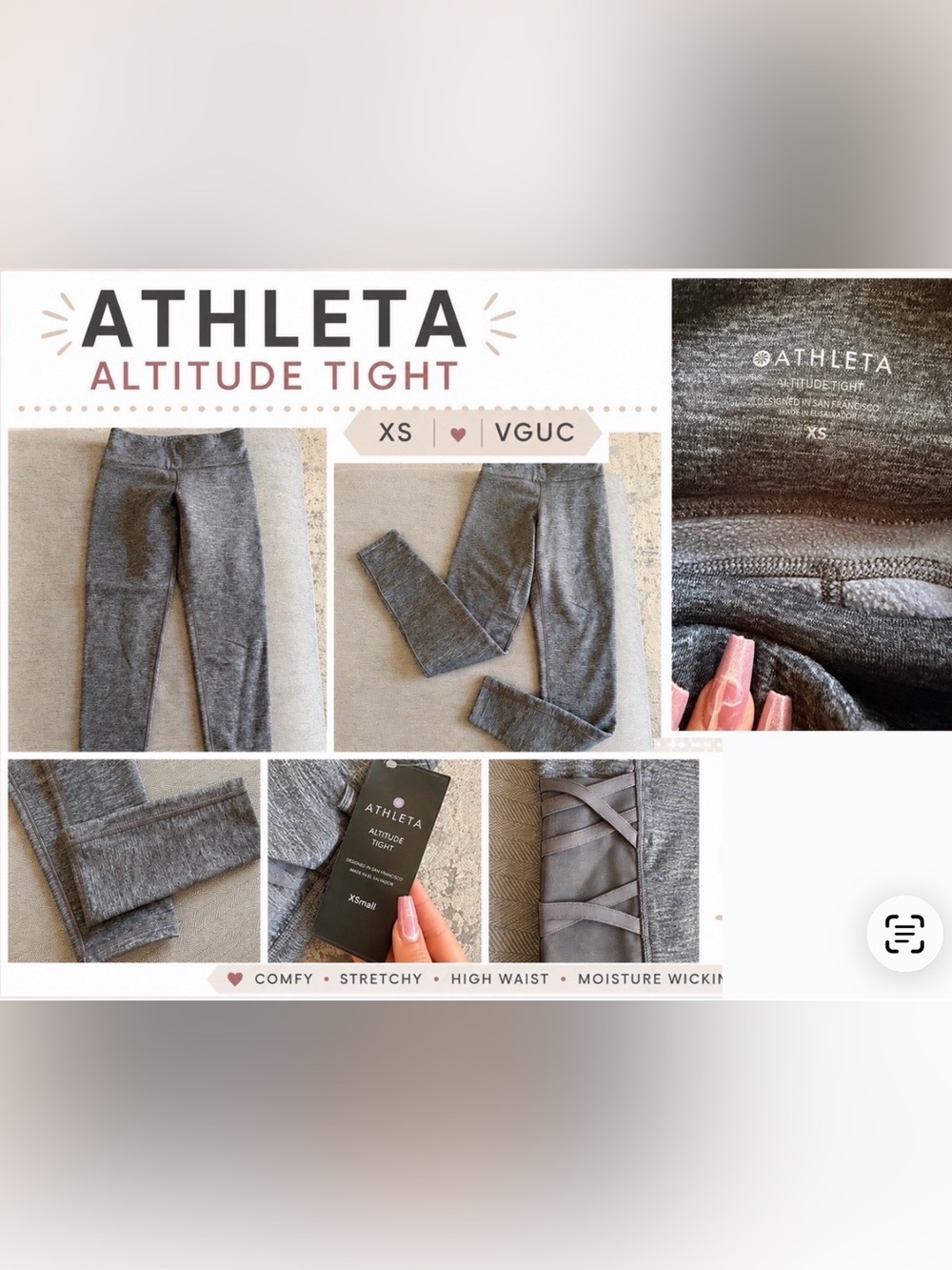 Athleta Gray Marled Altitude Tight Leggings